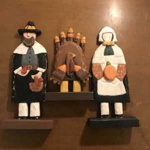 Vintage Ilona Steelhammer Thanksgiving wood statues
